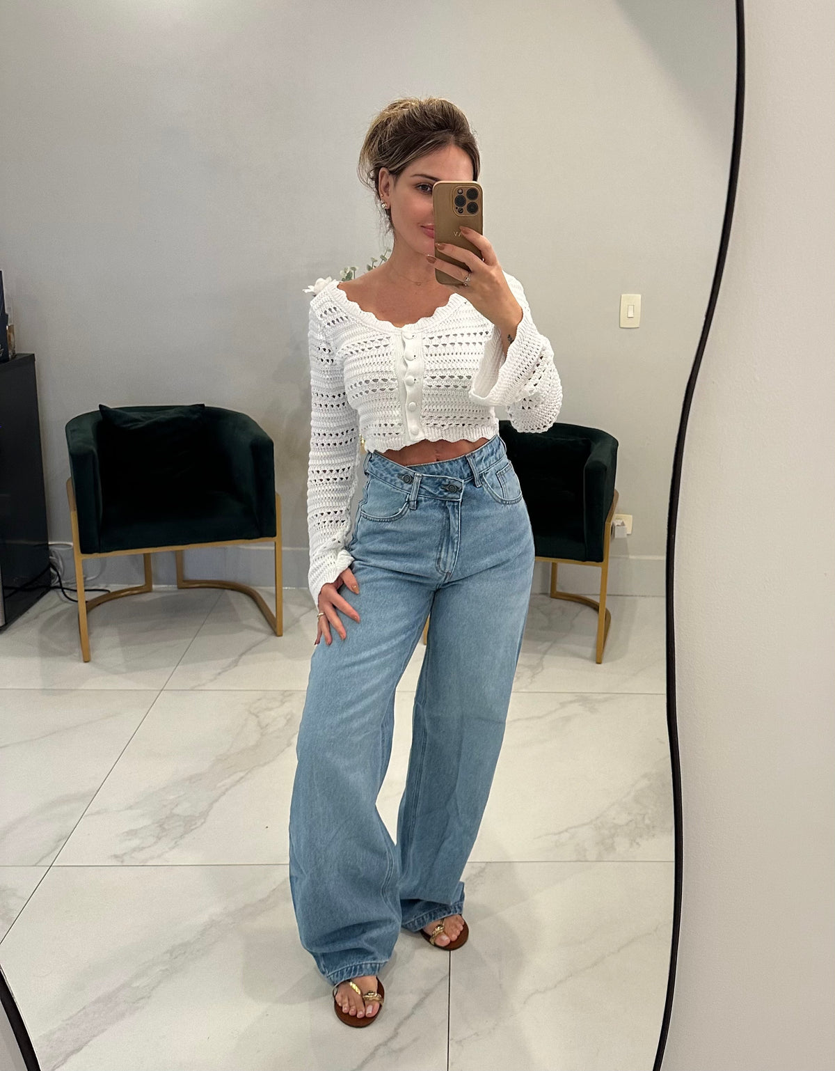 Cropped Tricot com Botões e Manga Fluida   Estilo e Leveza